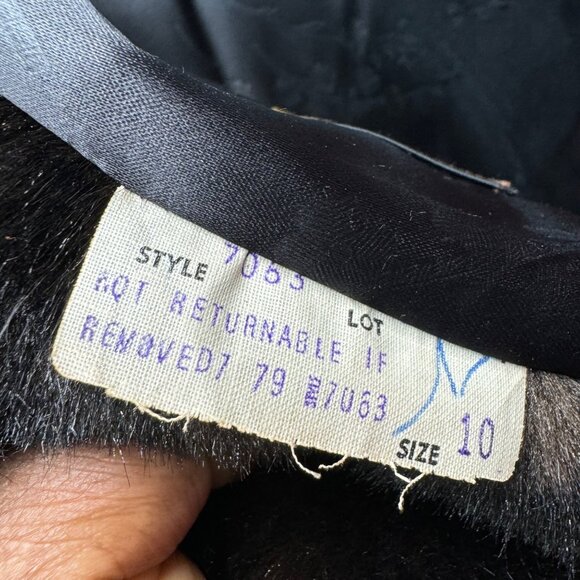 Vintage Sportowne Faux Fur Black Coat With Brown Trim Button Up Ultra-Seal - Picture 6 of 10
